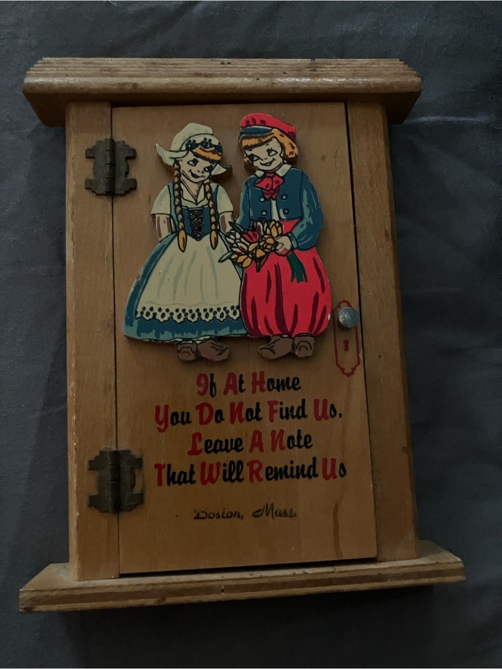 Vintage Dutch Children Wooden Wall Caller/ Visitor’s Message Holder